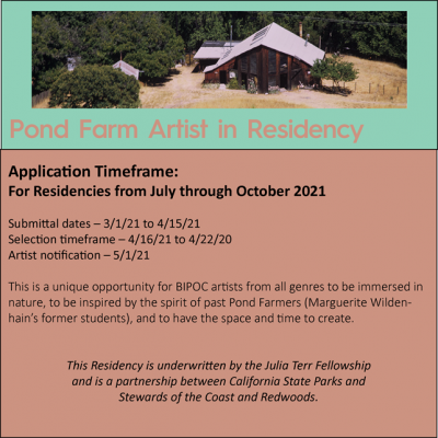 CALL TO BIPOC ARTISTS: Pond Farm Artist in Residency